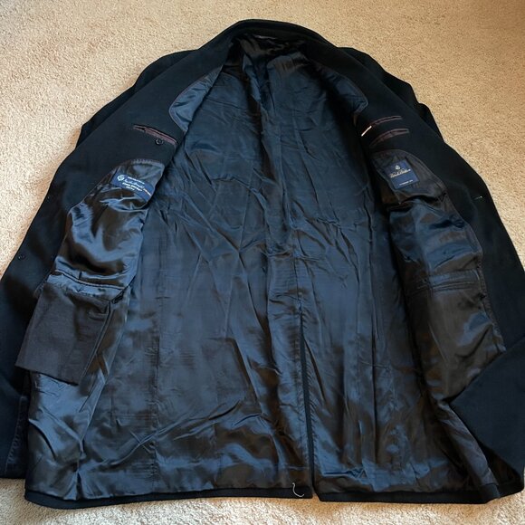 Brooks Brothers Loro Piana Overcoat Mens 48R 100% Lambswool Black Storm System - Picture 5 of 6